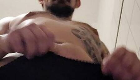 Sliding a dildo all the way in