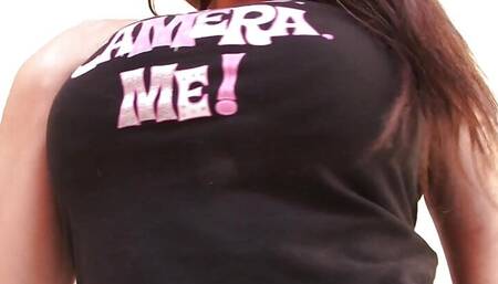 Nasty horny babe needs to have a nerd guy head's in her big boobs