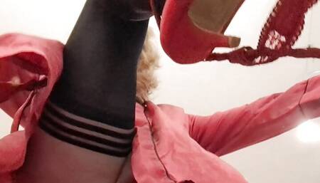Transvestite butt plug play