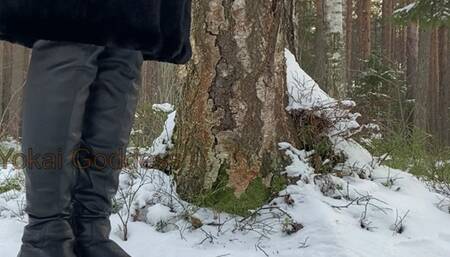 Walking in winter forest: part 4 - ballbusting and trampling