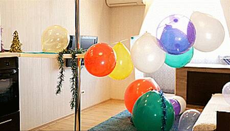 Angry girl cleaner vs balloons 4K UHD