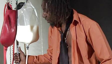 Blond submissive slut get torture in dungeon by lesbian mistress and black power man master dominus.