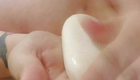 Bbw Housewife plays with her soapy tits while bf is away