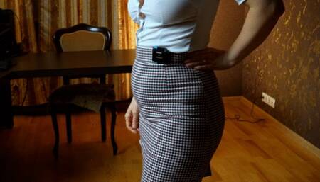 Office skirt and some belly sounds