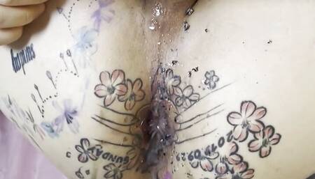 korean mistress anal, tattoo, butttattoo, anal ashtray