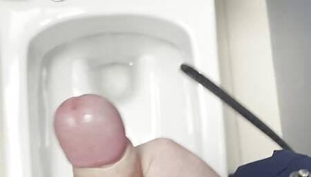 Masturbation with cum in a public place