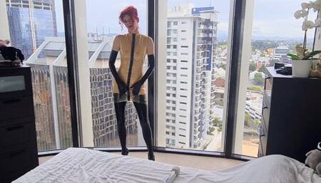 Transparent Latex dress and my favorite vibrator