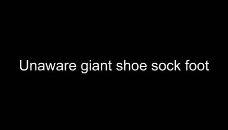 Macrophilia - unaware Giant shoe sock foot