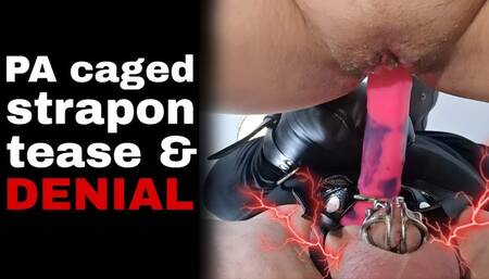 Femdom Strapon Sex Chastity Cage Device Tease and Cum Denial Strap On Orgasm