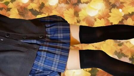 Cute Schoolgirl Skirt Femboy Ladyboy Cumshots On Autumn's Fallen Leaves Hot Cumming Crossdresser Cute Model Cosplayer