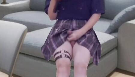 HOT CUTE LADYBOY MASTURBATING ON A FURNITURE STORE IN FRONT OF THE SALESMAN JERKING AND GETTING WATCHED BY CUSTOMERS