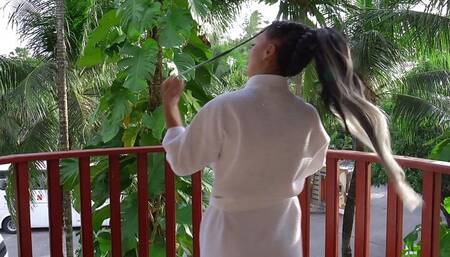 Horny stepsister sucks cock after bath and gets tit cumshot - AnGelya.G