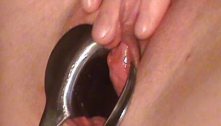 Spreading her pussy open with speculum and fucking her wide open pussy!