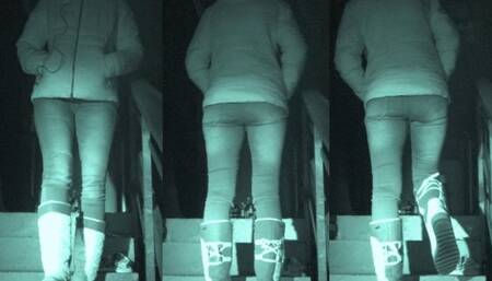 Tanja tramples the cum out under her huge winter boots - Cam 1