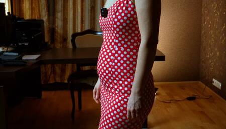 Stuffed to the brim in my red dress on new year holiday