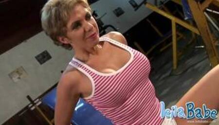 MILF leila works out then does striptease