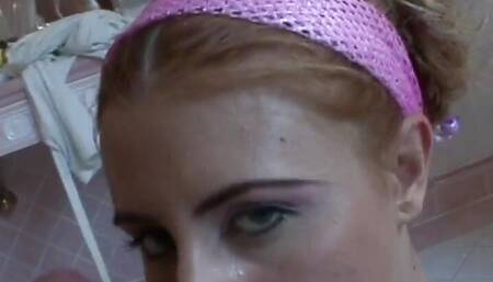Crystal Crown is found in the bathroom masturbating with a
