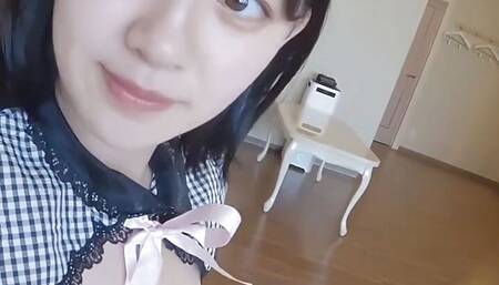 A Japanese beauty with black hair, and moreover big tits, after a blowjob, she cums in her mouth, uncensored