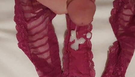 Moaning and cumming on pink panties