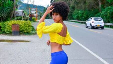 Astonishing ebony hottie Janeth Black jumps on a big white prick