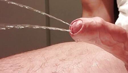 Uncut hard piss in the kitchen