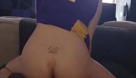 Analhoe rides Dildo on Mirror