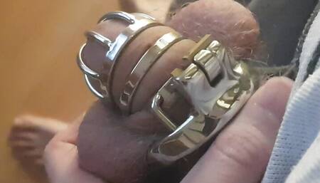 Horny twink showing off chastity