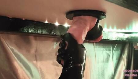 Huge Premature Orgasm on Milking Table Cumshot Femdom Handjob with Post Orgasm