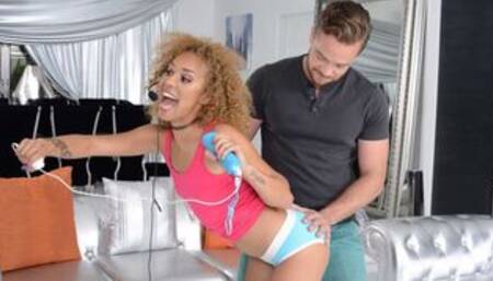 Curly-haired ebony chick Xianna Hill rides a massive dick
