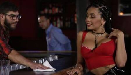 Sensual busty brunette Aaliyah Hadid screwed hard in the doggy style