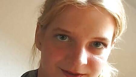 chubby blonde plays with her fat cunt