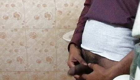 Gay handjob - hot gay handjob in bathroom - first time - Abboy10
