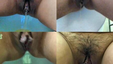 Pee series vol 1- Hairy Pussy Peeing in toilet x3  ***MP4****