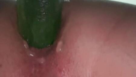 Close up cucumber ass fuck