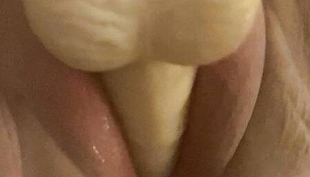 Big dildo, tight pussy