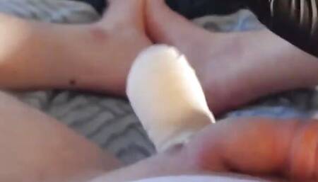 Spanking my wrapped balls