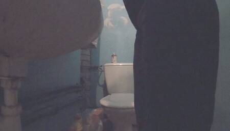 Visit in toilet with pain, moaning, weird sounds