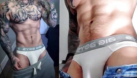 Jakipz Trying To Fit His Throbbing Cock Into His Jeans