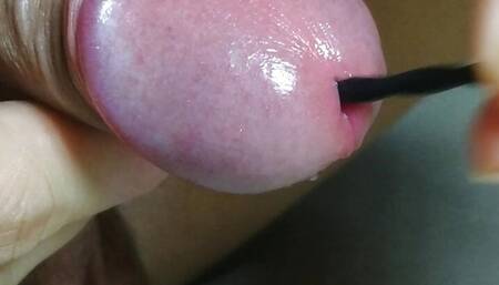 First time Sound my cock with urethra sounding toy