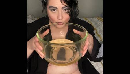 POV BBW Alt Princess Adama Daat Drinks All of Your Hot Piss and Rubs Her Fat Pussy as a Reward