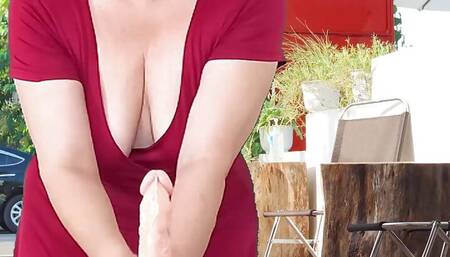 A pretty lady in a short dress shows a striptease. Pussy and ass. Modest shy slut lifts her skirt up. Naked cunt 1