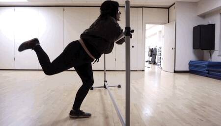 ME AND MY BALLET PARTNER STRETCH AND WARM UP OUR LEG MUSCLES