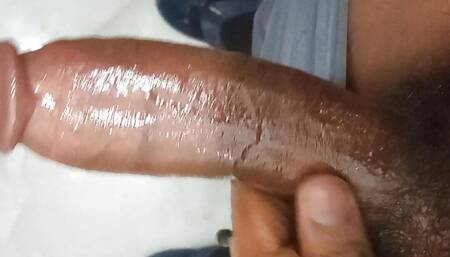 Dick with oil and massage