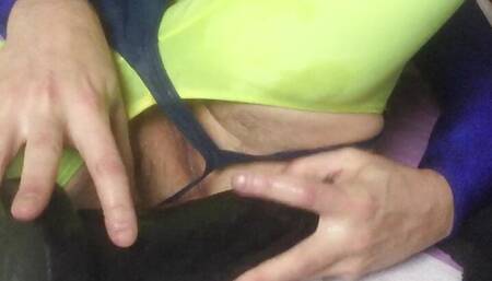 Big dildo all the way while wearing lycra-spandex