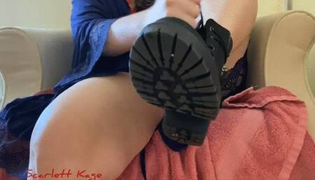 Scarlett Kage - JOI, mutual masturbation, humiliation, SPH, role play, orgasm denial, ruined orgasm, female orgasm, loud moaning, vibrator, boot fetish, red lace, pussy, big ass, thick thighs MP4