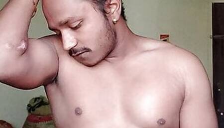 Saurabh masturbating on table