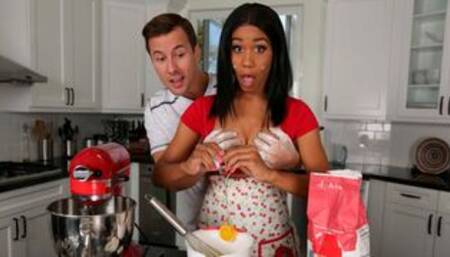 Stunning ebony doll Jenna Foxx takesa huge white dick