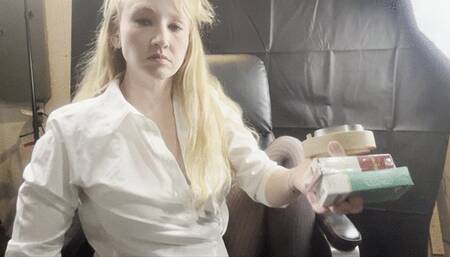 Smoking Two at Once in black stockings