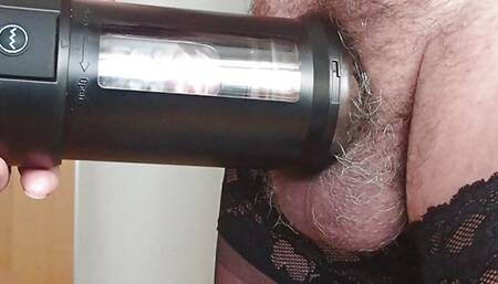 cumming in my male masturbator cup