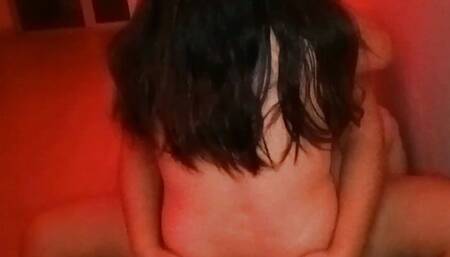 Lesbiana in a motel playing scissors